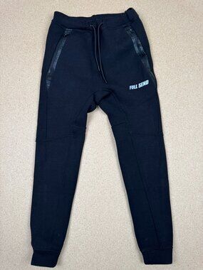 Full Send Nelk Boys Black Tech Joggers Sweatpants Men's Size Small Zipper Pocket